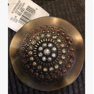 $55 NEW Bloomingdales ROUND BLING Rhinestones -BAD GUY BELT BUCKLE -Metal Italy